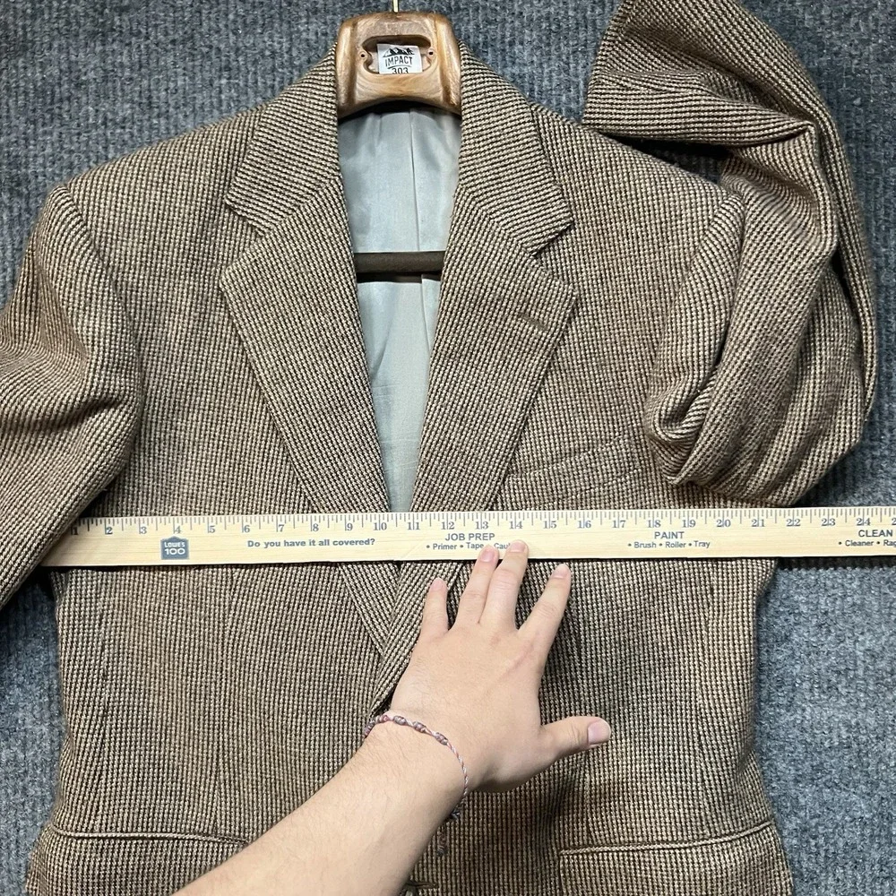 Polo Ralph Lauren Tweed Blazer Jacket Mens Size 40‎ Reg Brown Made In USA
